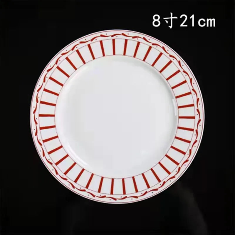 European Bone China Western Food Plate Coffee Set Combination British Household Steak Plate Porcelain Plate Gift for Bestie Set