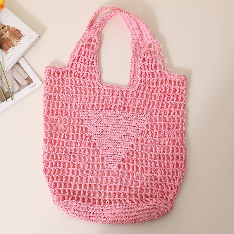 Luxury Designer Brand Rattan Bag 2023 Trend Fashion Large Portable Beach Shoulder Female Bags Summer Women's Tote Straw Handbags