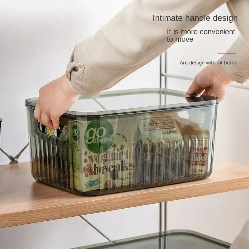 Light Luxury Desktop Cosmetic Plastic Drawer With Lid Wardrobe Sundries Toy Storage Box Transparent Storage Basket With Handle