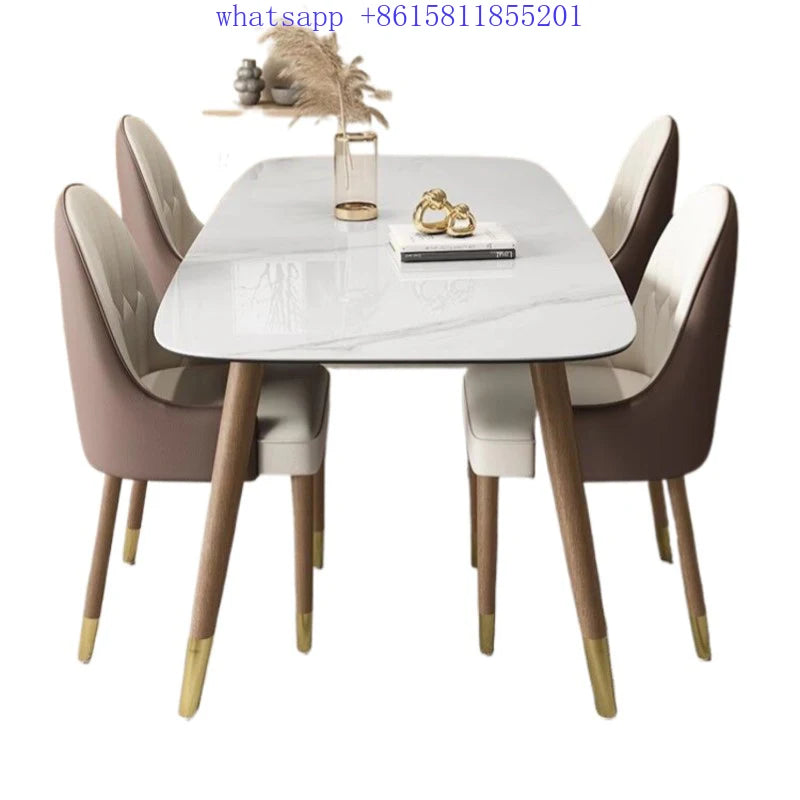 Modern luxury minimalist white dining table Large living room dining table chairs  mesa para cocina pequeña y sillas  롤테이블