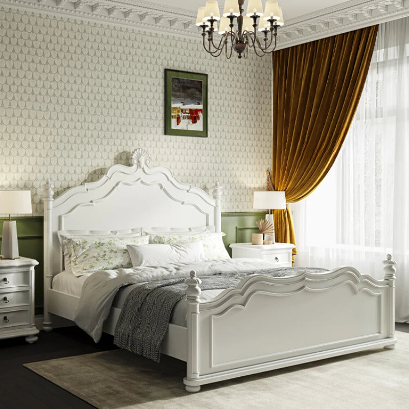 Pretty Elegant Double Bed French Style Light Luxury Bed Princess Comferter Cama Box Casal Furniture Home