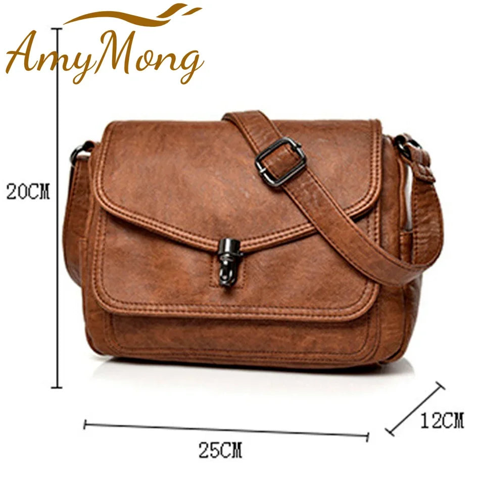 Women Fashion High Quality Leather Handbag Purses Female Retro Shoulder Crossbody Messenger Bag Luxury Designer Sac for Ladies