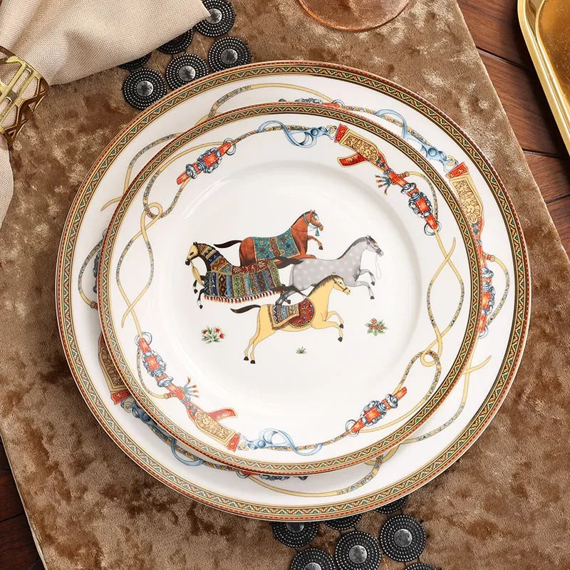 Porcelain Dinner Plates Bone China Western Plates Breakfast Cake Dessert Plate Afternoon Tea Household Disc Kitchen Accessories