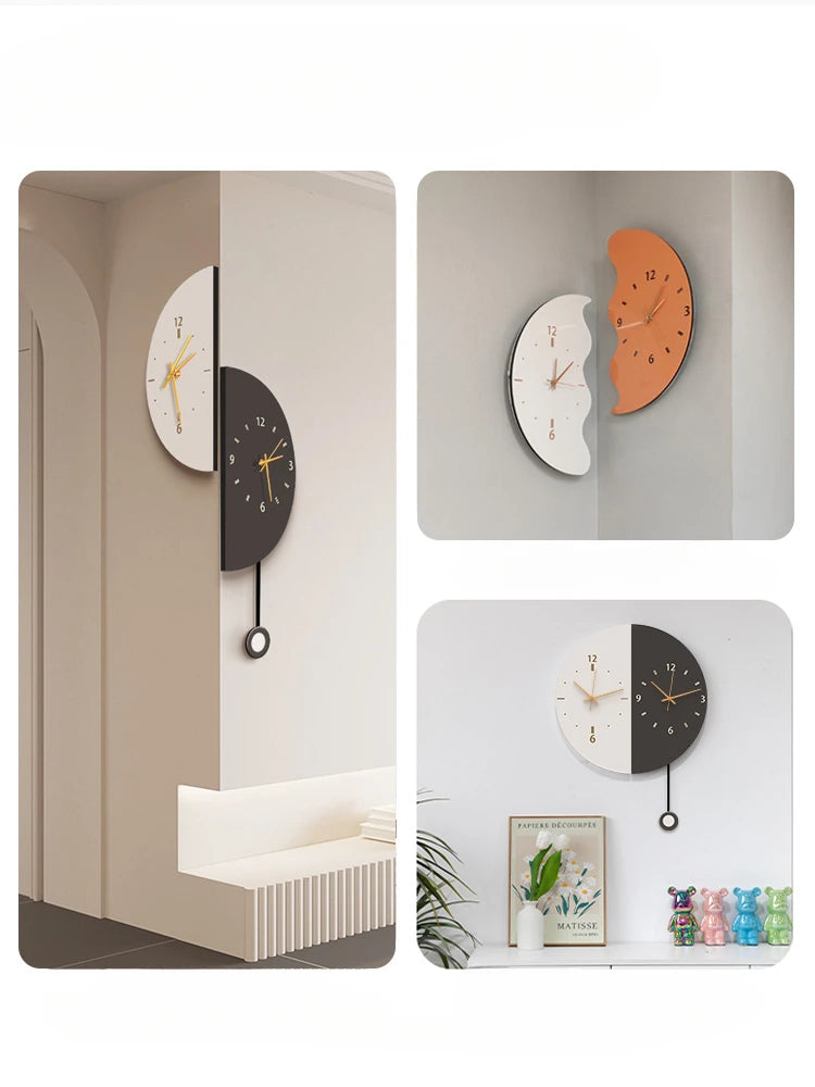 Double-sided Corner Wall Clock Living Room Simple Light Luxury Creative Art Clock Wall Lamp Modern Household Corner Wall Watch