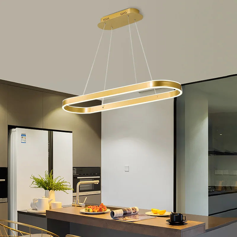 WELTIG Nordic LED Ring Chandelier – Stylish Aluminum Pendant Light for Kitchen & Restaurant