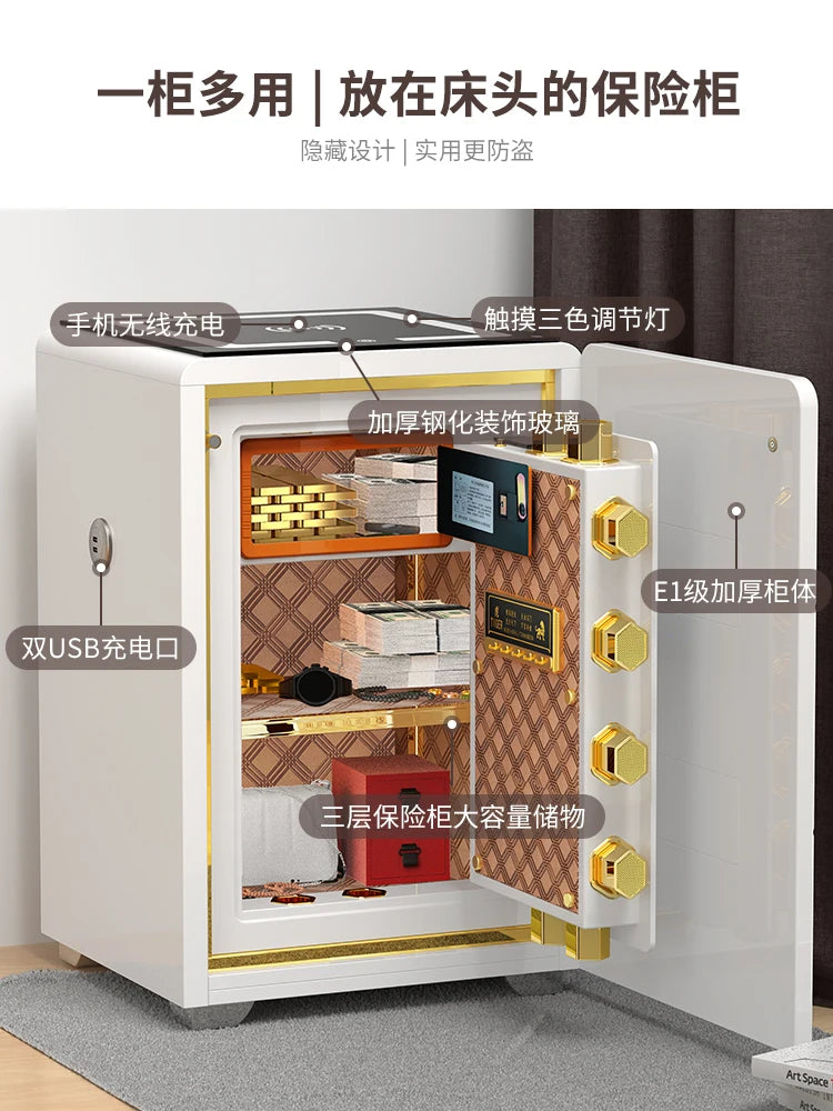 Bedside cabinet safe integrated 65/56/53cm remote WIFI anti-theft simple intelligent password