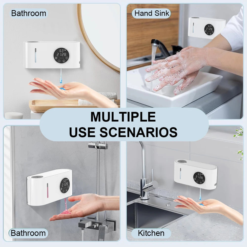 Automatic Soap Dispenser Wall-mounted Touchless Sensor Soap Dispenser with LED Screen 500ML Hand Wash Liquid Foam Soap Dispenser