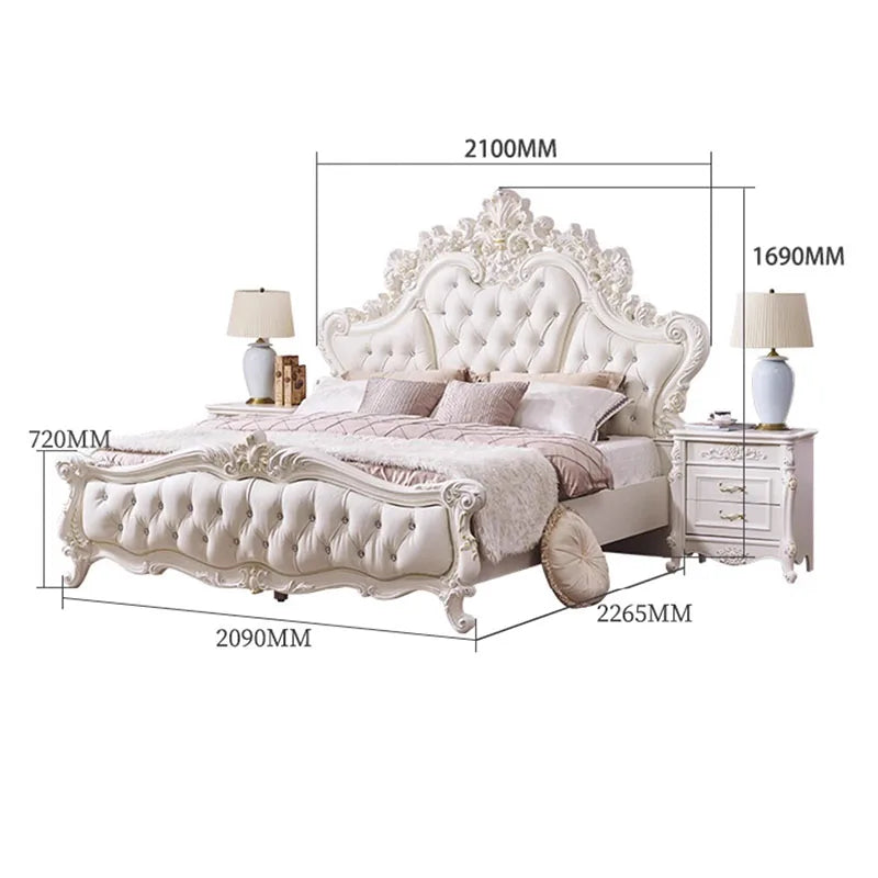 Leather Aesthetic Bed Luxury Storage Nightstand Headboards Bed Frame Floor Cama De Lujo Para Dormitorio Bedroom Furniture