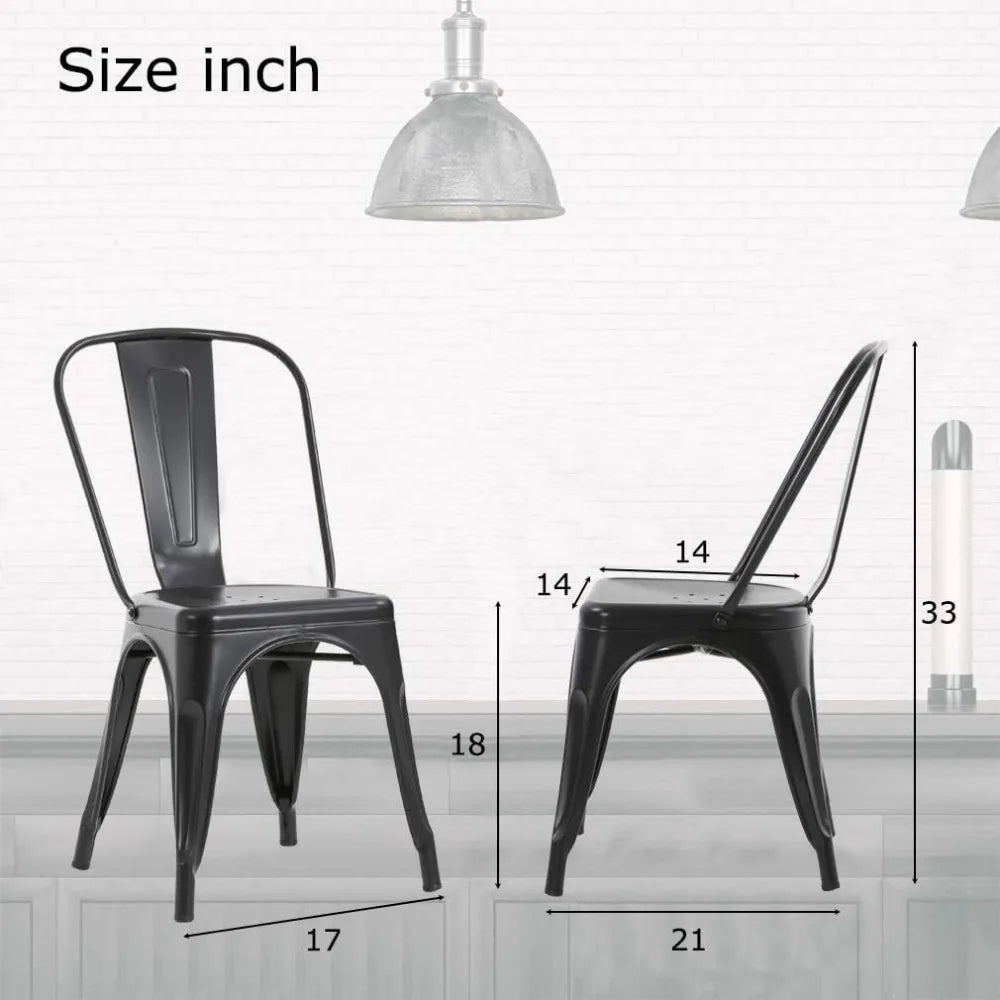 Metal Dining Chairs Set Of 4 Indoor Outdoor Chairs Patio Chairs Kitchen Seat Height Restaurant