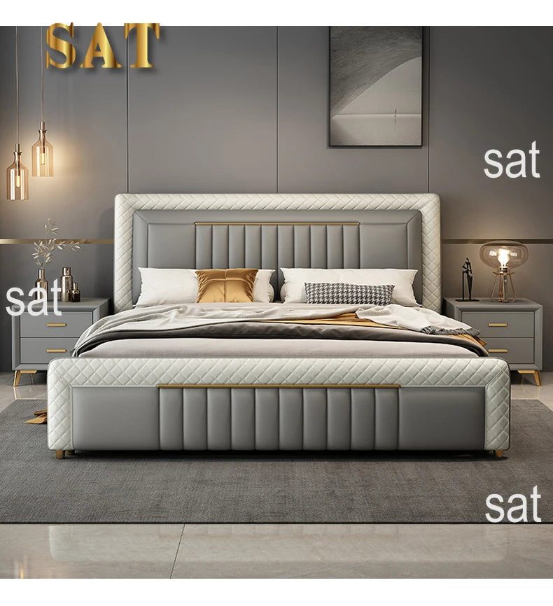 Nordic Modern Bed Aesthetic Queen Headboard Double Bed Multifunctional Frame Cama De Lujo Para Dormitorio Bedroom Furniture