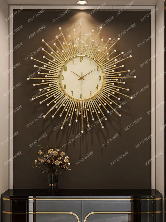 Modern Light Luxury Wall Clock Home Entrance Decorative Clock Wall Hanging Living Room Noiseless Clock Minimalist Creative