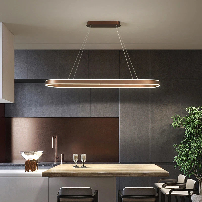 WELTIG Nordic LED Ring Chandelier – Stylish Aluminum Pendant Light for Kitchen & Restaurant