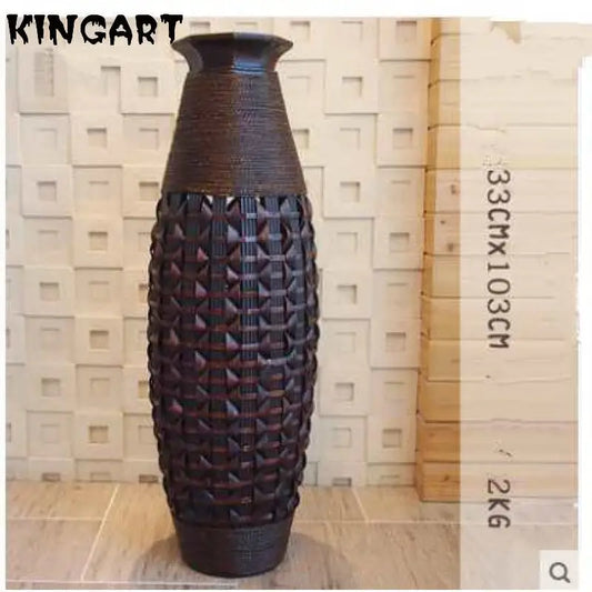 Luxury Large Floor Vase Bamboo Home Decor Living Room Big Tall Vase Wedding Decoration Big Vase On Floor Vintage Flower Vase 091