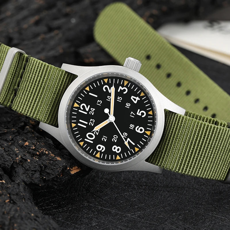 RDUNAE RA03 34.5mm Retro Military Watch 316L Stainless Steel K1 Mineral Glass Luminous Quartz Militado ML05 38mm Homage Watch