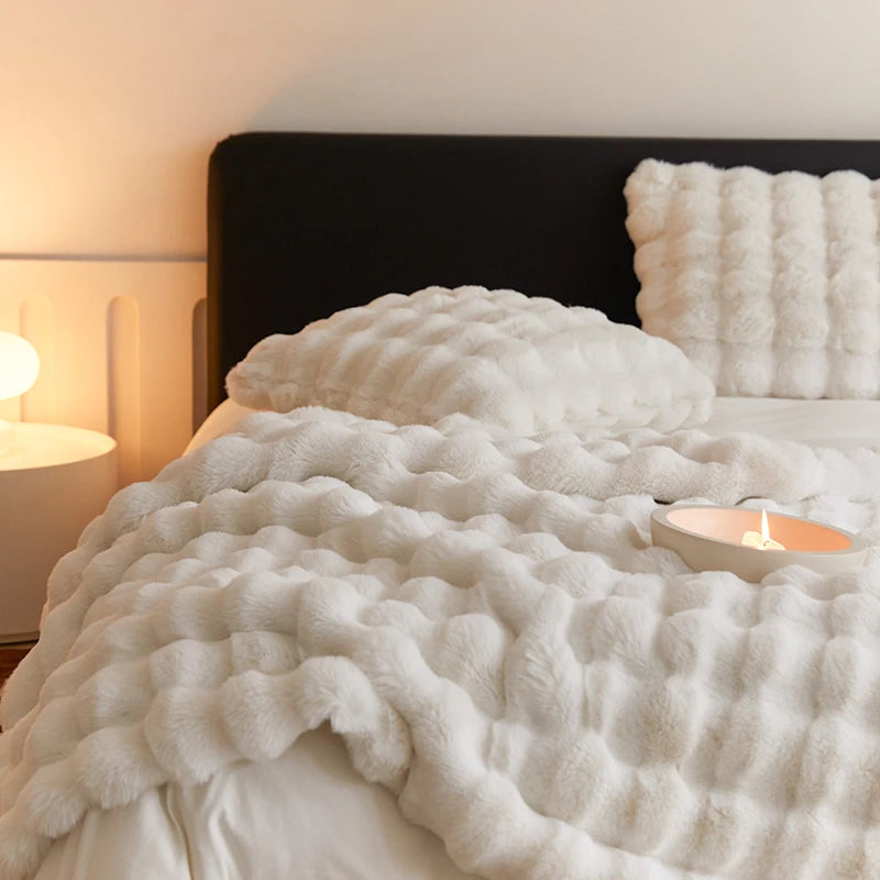 Enjoy The Ultimate Comfort and Warmth with Toscana Rabbit Fur Blanket - Ideal for Naps and Covers Throw Blanket for Beds