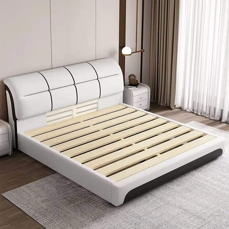 Modern Whitr Kids Double Bed King High End Headboard Frame Double Bed Girl Sleeping Letti Matrimoniali Bedroom Furniture