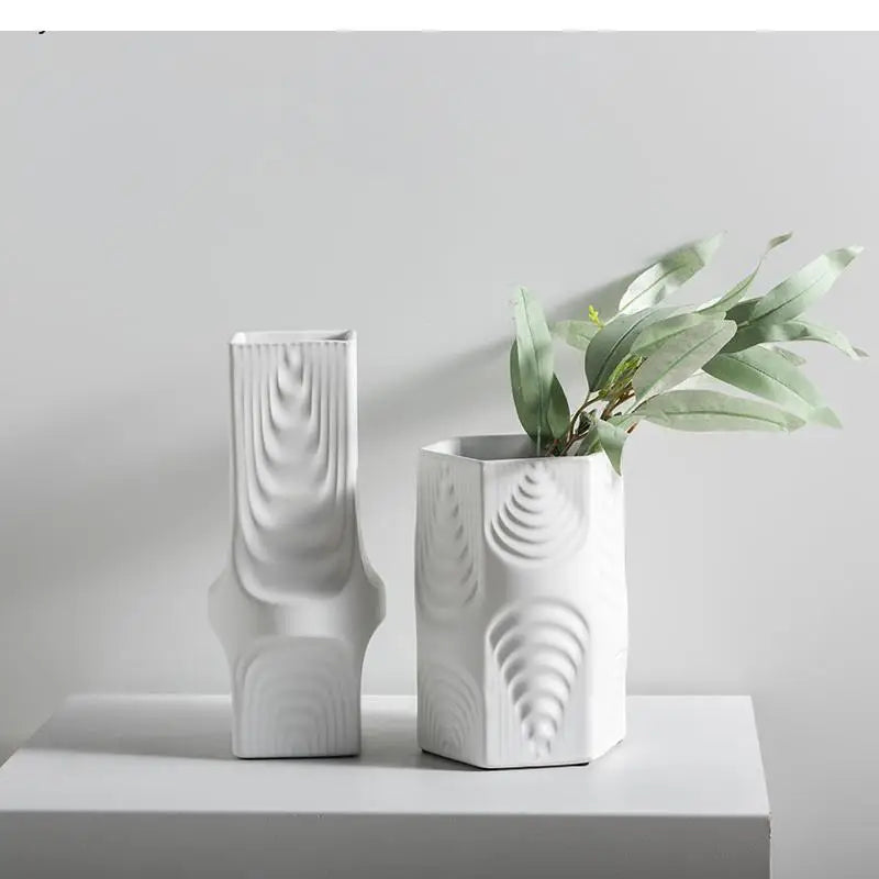 Light Luxury Tree Pattern Ceramic Vase Matte Home Decoration Modern Simulation Flower Arrangement Accessories Countertop Vase