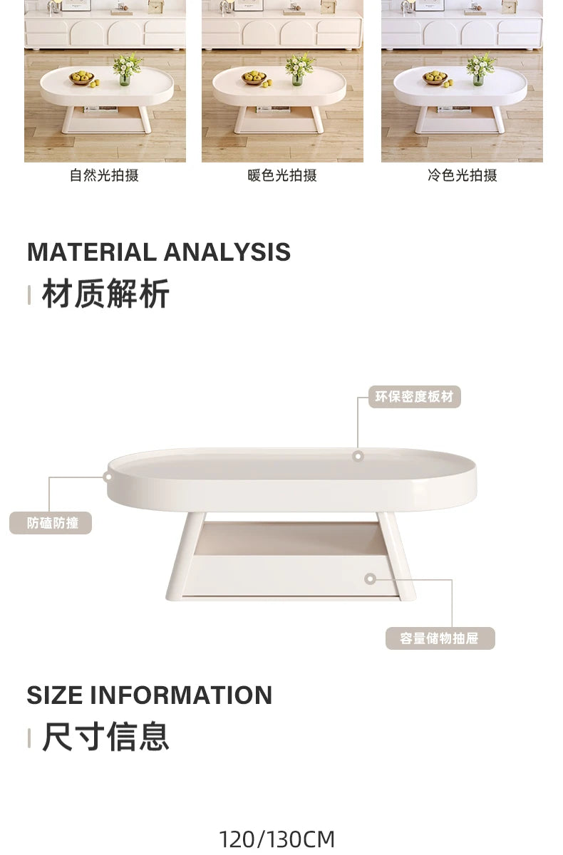 Furniture Luxury Dressing Table Middle Low Small Bedside Tables Oval Corner Service Dining Nordic Stolik Kawowy Hospitality Side