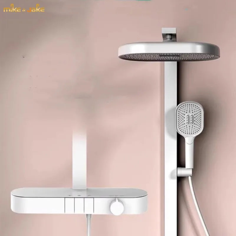 Luxury rainfall hot and cold shower set bathroom white shower mixer bath shower faucet big shower tap