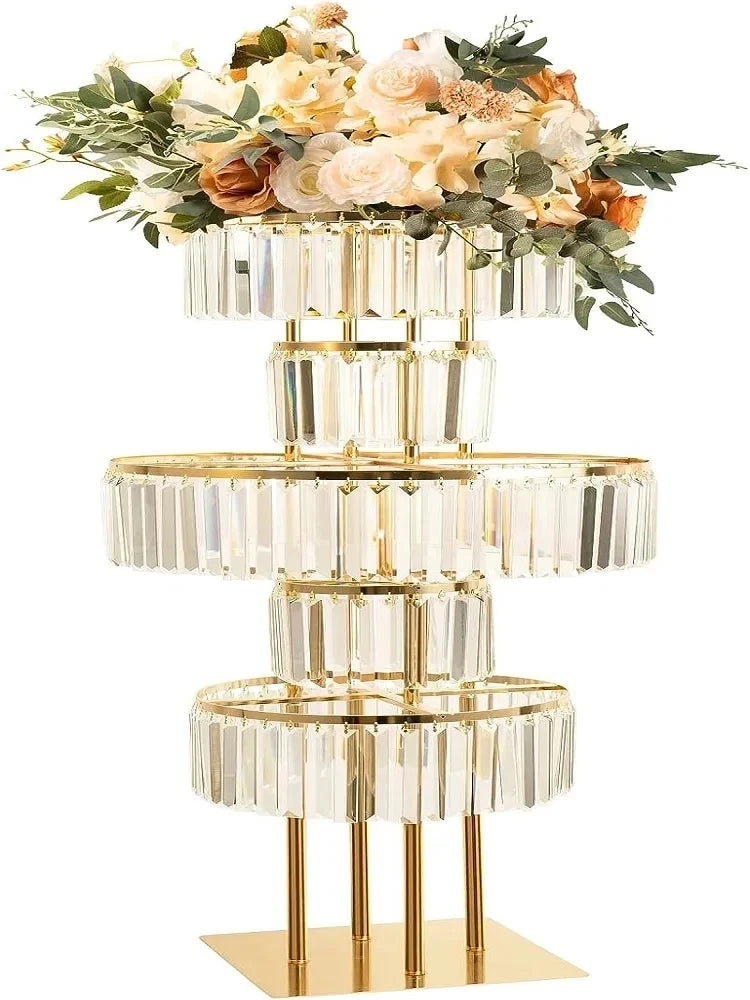 Wedding Gold Vase Centerpiece, Acrylic Flower Stand, Hanging Acrylic, 5 Tier Round Chandelier Base, 2 Pcs, 4 Pcs, 5 Pcs