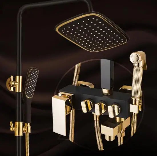 Bathroom Luxury black Golden shower mixer with bidet shower bath and shower mixer set bathroom Shower faucet Bathtub Faucet Sets