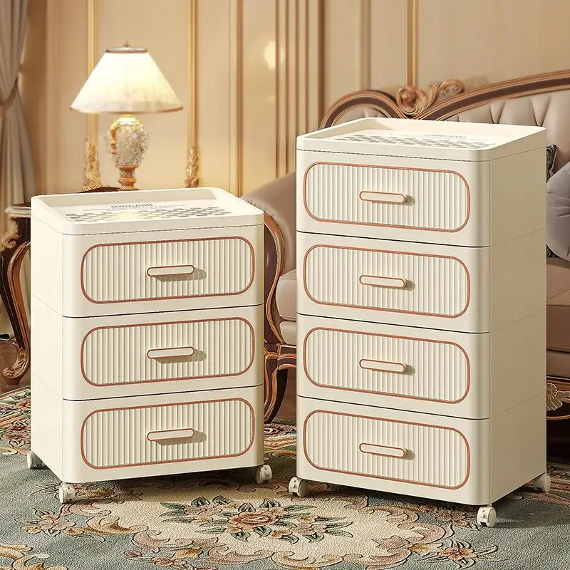 Light Luxury Storage Cabinet Pulley Storage Box Bedside Table with High Aesthetic Value Home Multifunctional Bedroom Drawer Type