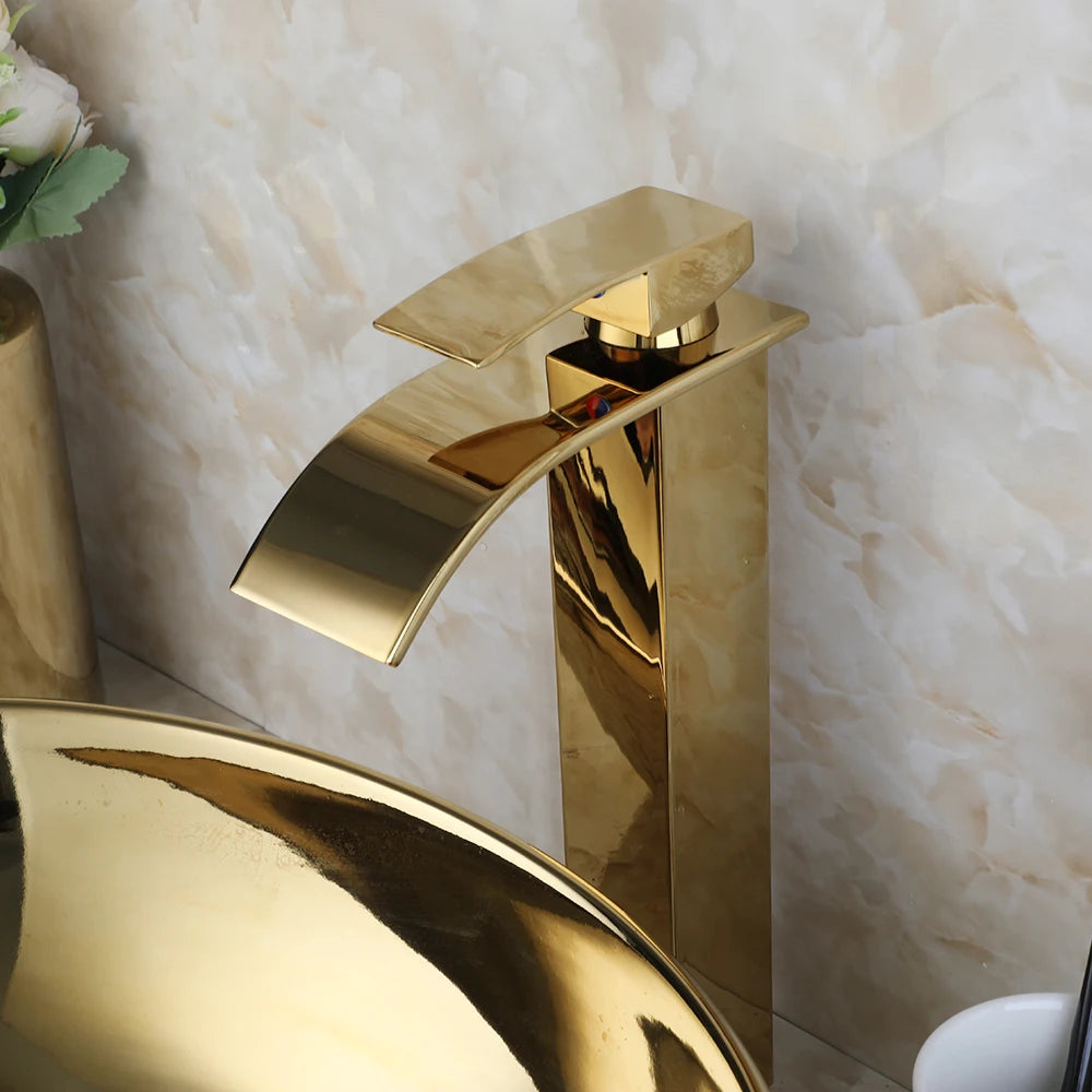 ZAPPO Luxury Large Gold Vessel Sink Ceramic Bathroom Sink Above Counter Washing Sink Faucet Combo with Faucets Drain Basin Sinks