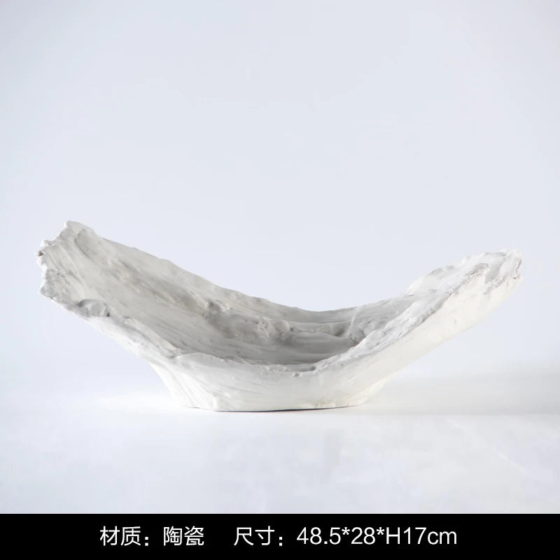 Minimalist modern ceramic fruit bowl boat flowerpot TV cabinet soft decoration ornaments