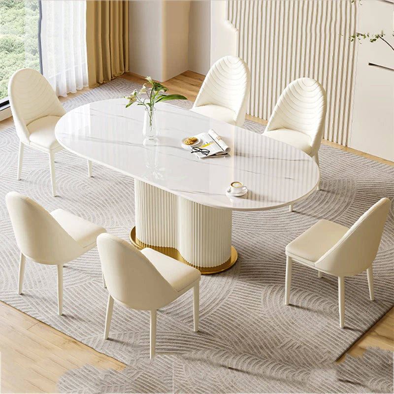 High Luxury Dining Table Modern Event Event Oval Dinner Coffee Table Center White Nordic Mesas De Jantar Home Furniture