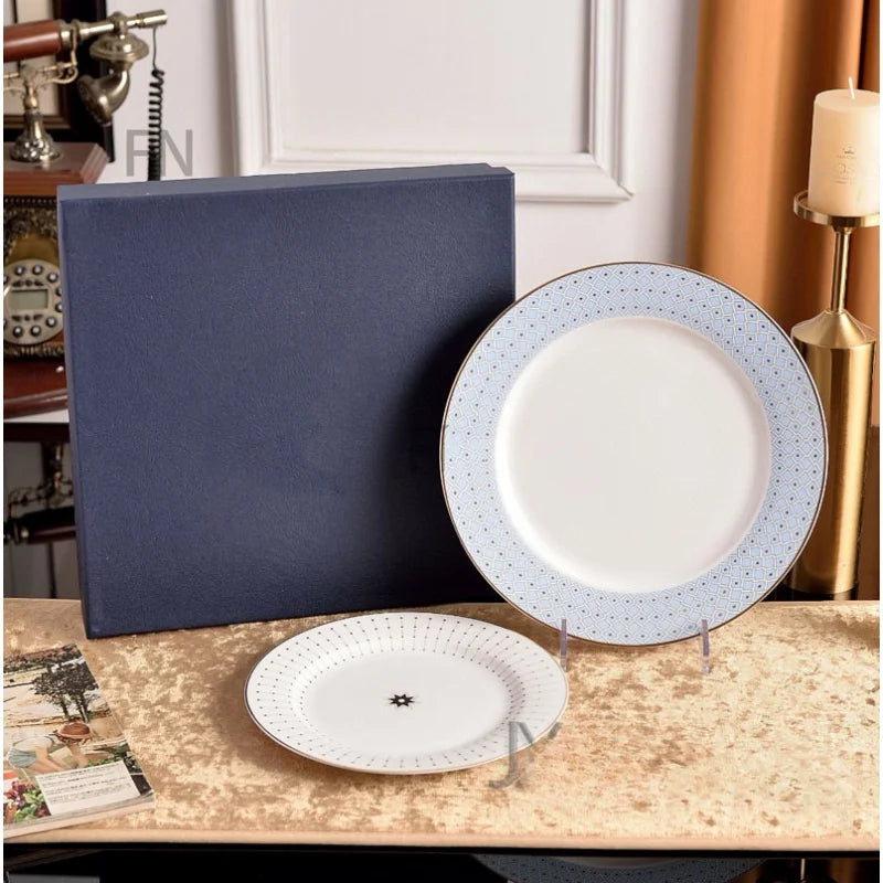 2-Piece Western Cuisine Plate Ceramic Hotel Restaurant Steak Plate Phnom Penh Breakfast Dessert Dishes and Plates Sets