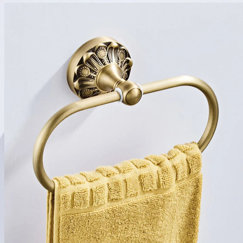 Brass Bronze Four Piece Set Of Hardware Accessories Toilet Paper Holder Towel Ring Horizontal Bar 60 cm Clothes Hook Bathroom