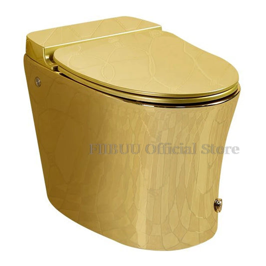 One Piece Golden Toilet For Bathroom Powerful & Quiet 300/400mm Rough-In Toilet Soft Closing Elongated Toilet Bowl Kick Flush