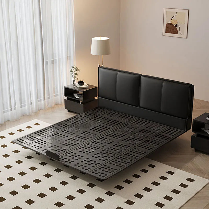 Steel Suspension Double Bed French Retro Apartment Black Double Bed Large Room Camas Moderrnas Inteligentes Luxury Furniture