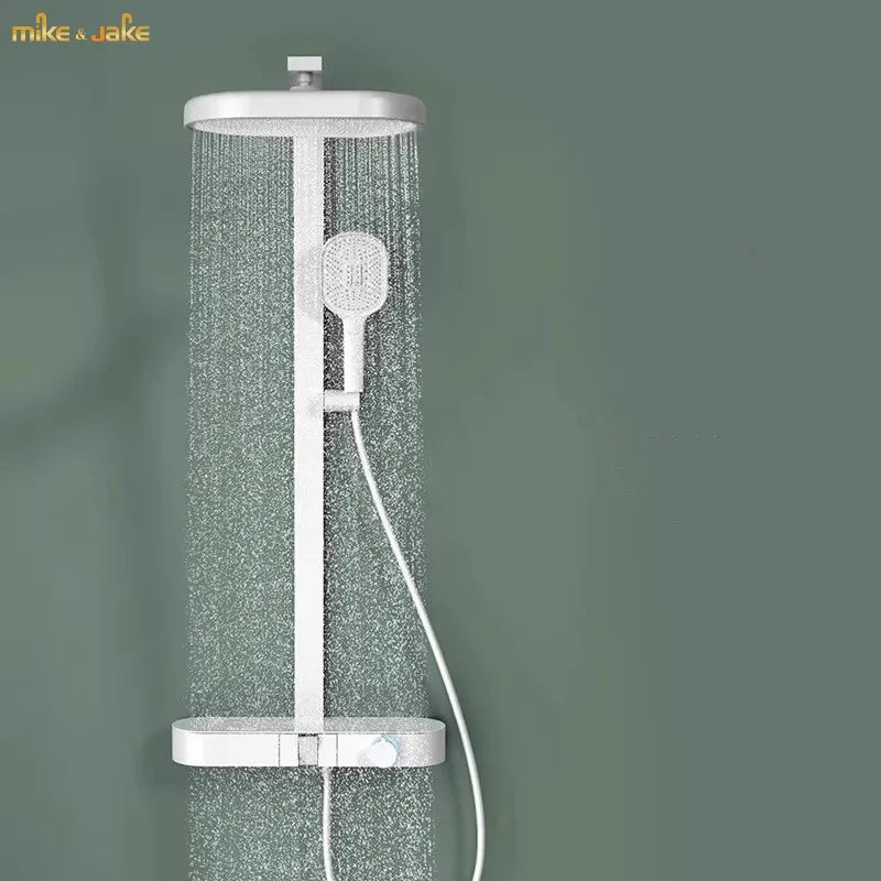 Luxury rainfall hot and cold shower set bathroom white shower mixer bath shower faucet big shower tap