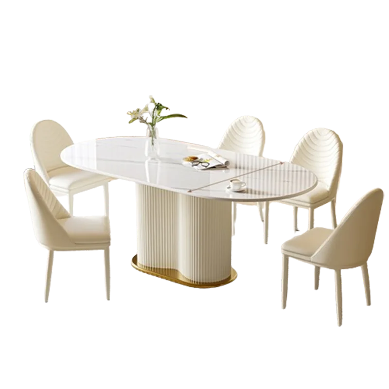 High Luxury Dining Table Modern Event Event Oval Dinner Coffee Table Center White Nordic Mesas De Jantar Home Furniture