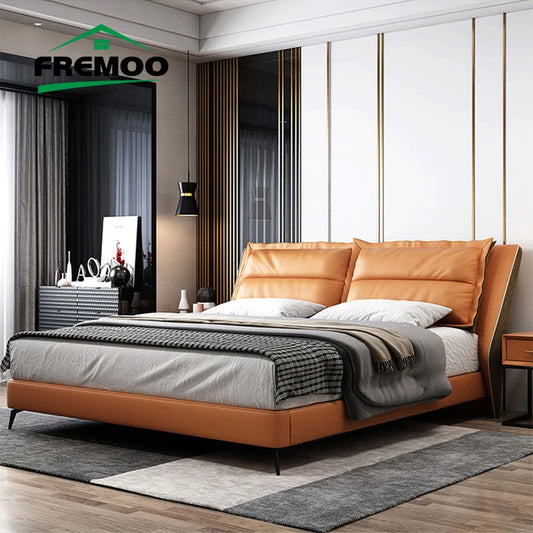 Modern Simple 1.5m Leather Bed Master Bedroom Double Wedding Bed Bedroom Storage Soft Bag Bed High Quality Cama De Casa