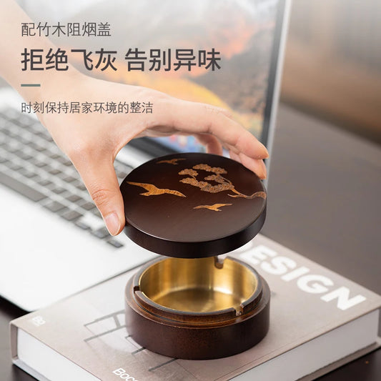 New Chinese style ashtray with a sense of luxury, modern simplicity, home living room, office, commercial anti fly ash tea table