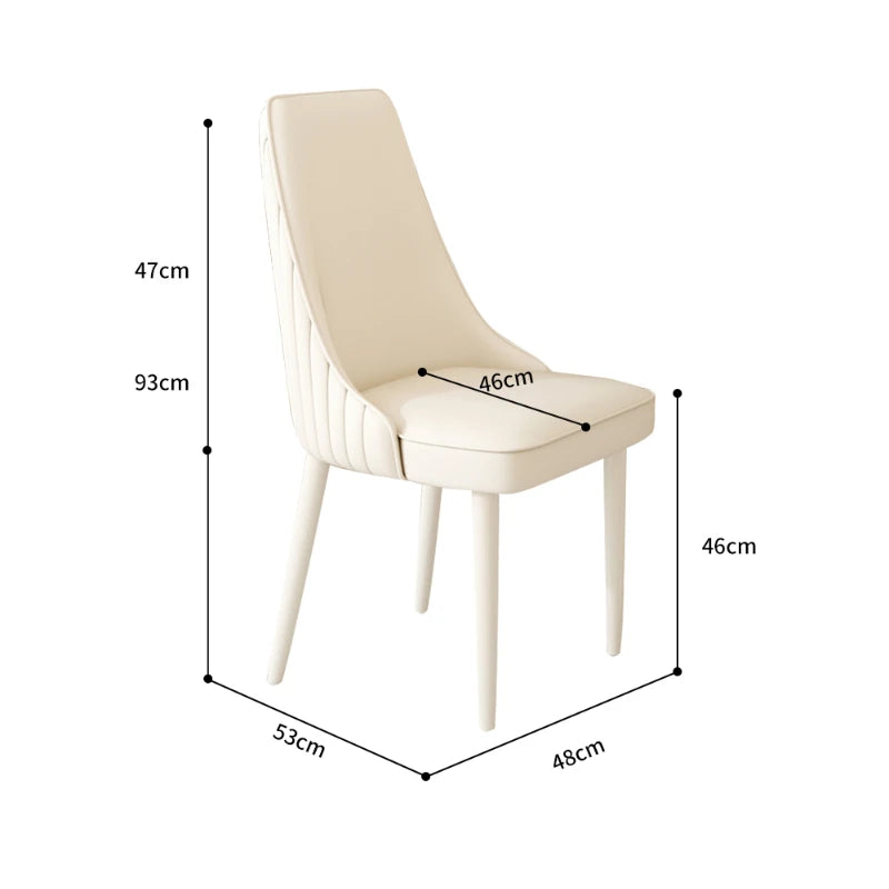 Cream Luxury Dining chair Leather restaurant Stool Hall Cafe Waiting chair design Dresser backrest soft Stool white furniture