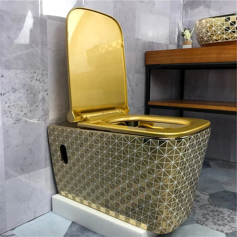 bathroom golden color square wall hung wc toilet gold color wall hung toilet bowl