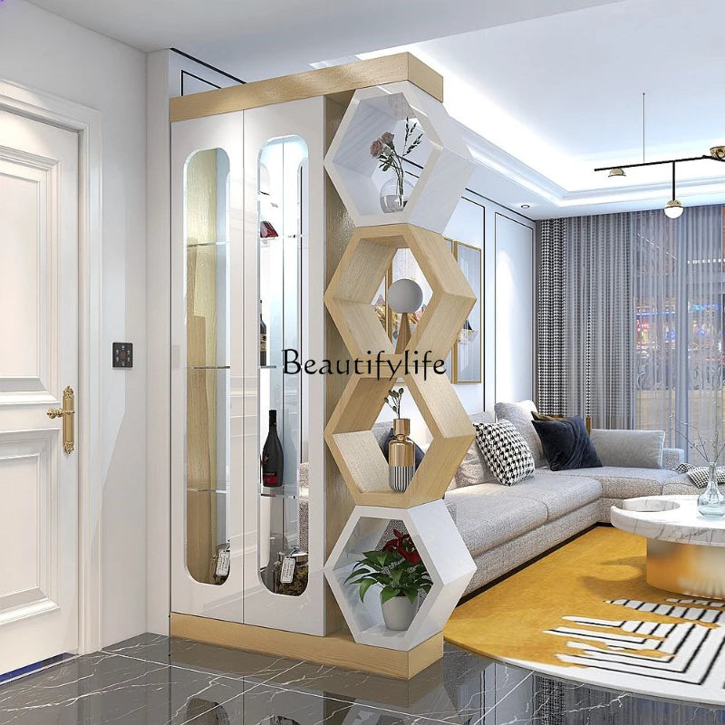 Entrance Screen Hallway Partition Wine Cabinet Living Room Entrance Hall Decoration Cabinet Modern Simple and Light Luxury Style