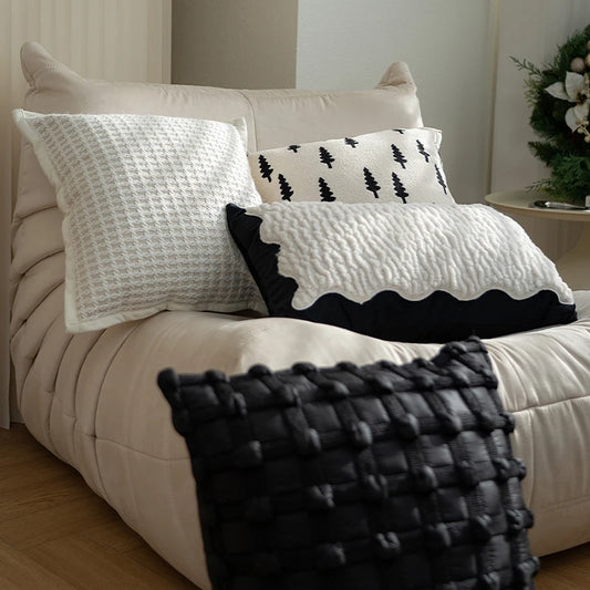 Modern Black and White Cushion Cover Light Luxury Jacquard Embroidered Pillow Covers Decorative Nordic Living Room Pillowcases