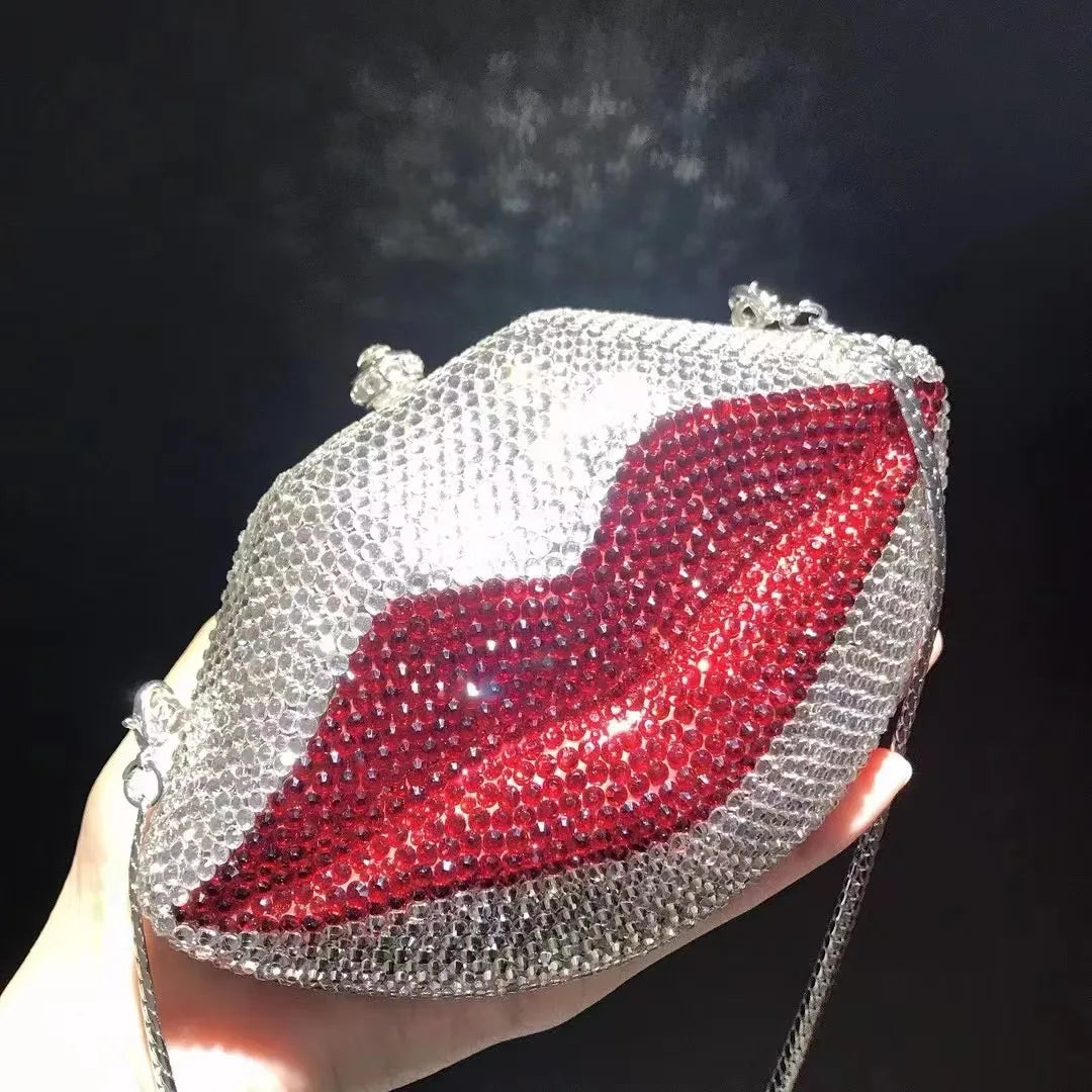 Red/Black Mouth Crystal Evening Clutches Fashion Women Diamond Zebra Pattern Wedding Purse WHTUOHENG Prom Handbag Party Purse