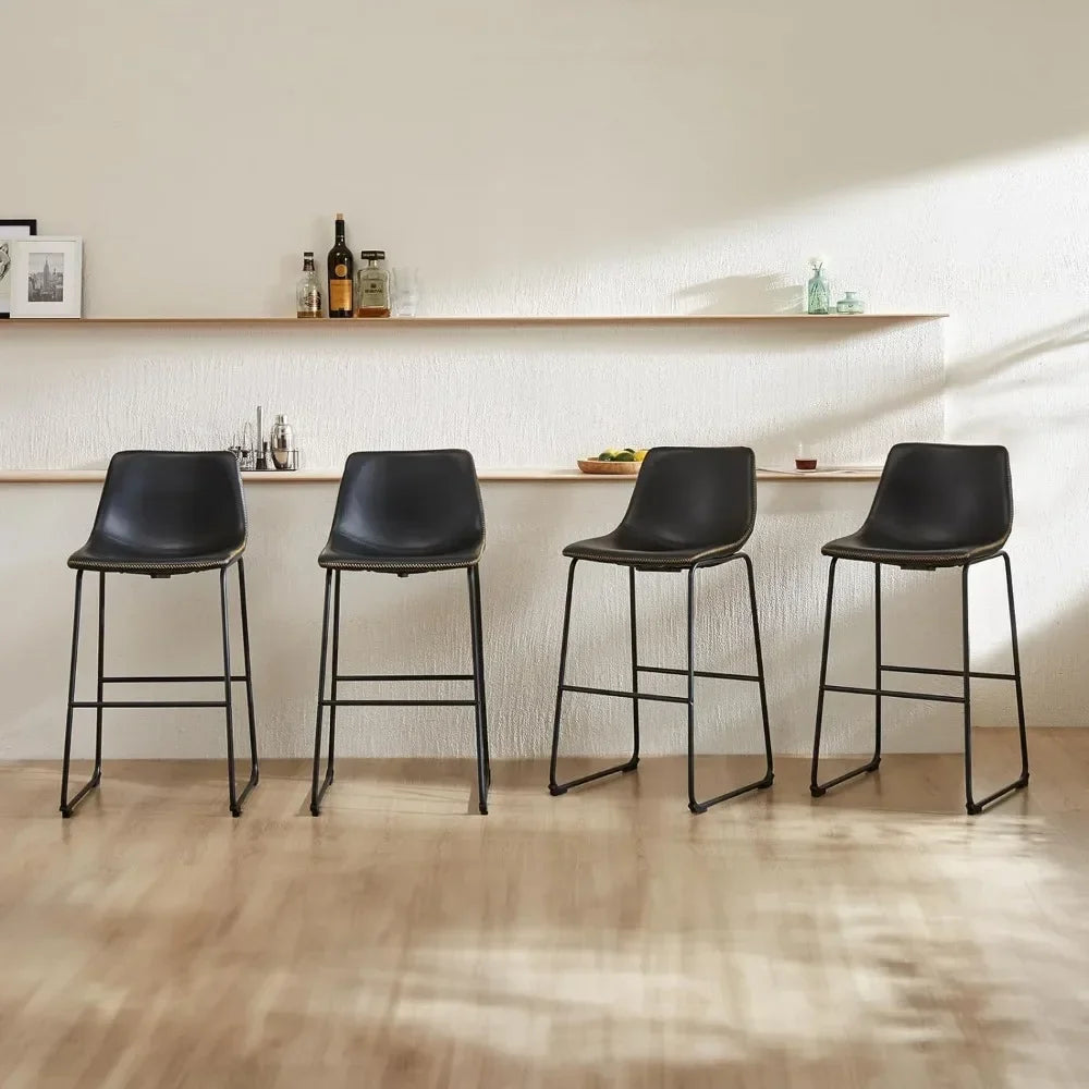 Dining Chairs，Kitchen & Dining Room Chairs, PU Leather Cushion and Metal Legs Bar Chairs, Counter Height Bar Stools