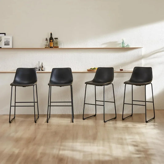 Dining Chairs，Kitchen & Dining Room Chairs, PU Leather Cushion and Metal Legs Bar Chairs, Counter Height Bar Stools