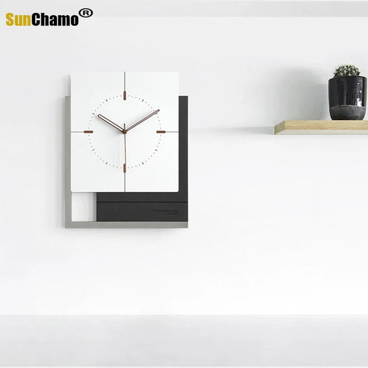 Square Living Room Nordic Light Luxury Clock Clock Wall Modern Minimalist Personality Mute Art Office Decor Home Decoration