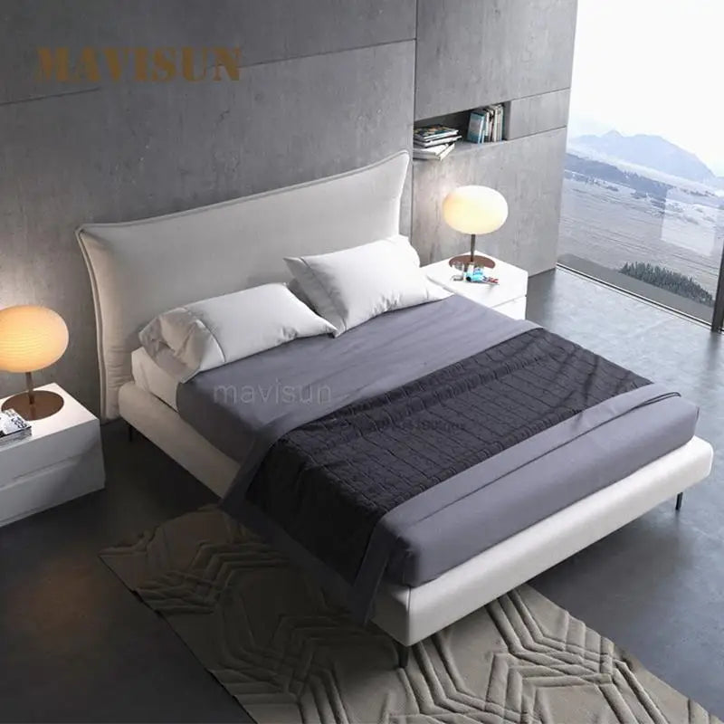 Custom Nordic Master Bedroom Upholstered Fabric Bed Simple Small Apartment Removable And Washable Wedding Bed Comfort Furniture