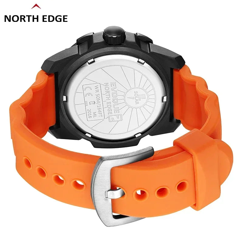 NORTH EDGE EVOQUE 2 Men Digital Military Watch Waterproof 50M Men's Sport Wristwatches Solar Power Luminous Enviormentally Clock