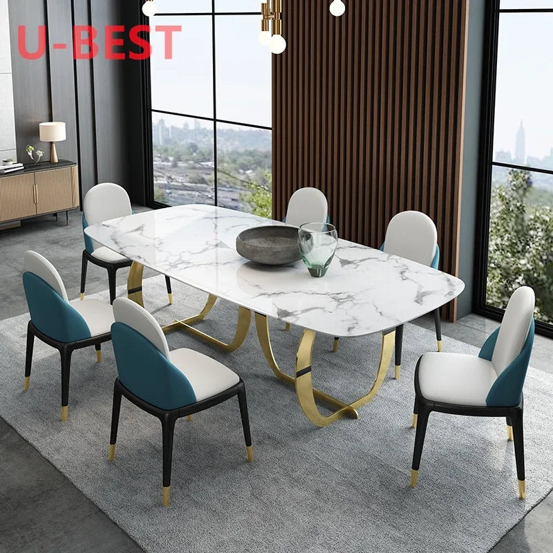 Metal Furniture High Quality Unique Design Creative Pandora Ceramic Golden Base Dining Table 6 8 10 Seaters Chairs Dining Room