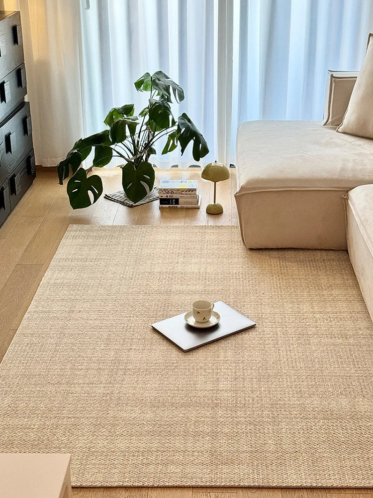 Wool Carpet Living Room Light Luxury High-Grade Color Plain Oatmeal Resistant Dirty Carpet Coffee Table Rug Bedroom Bedside Mat