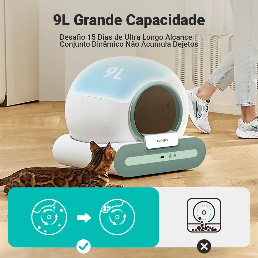 Smart Automatic Cat Litter Box Enclosed Deodorant UV Sterilization Sandbox Self-cleaning APP Control Cat Toilet 65L Capacity